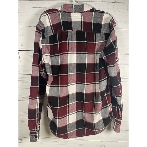 American Eagle Flannel Long Sleeve Button Up Shirt Mens Small Red Tartan Plaid - Picture 5 of 5
